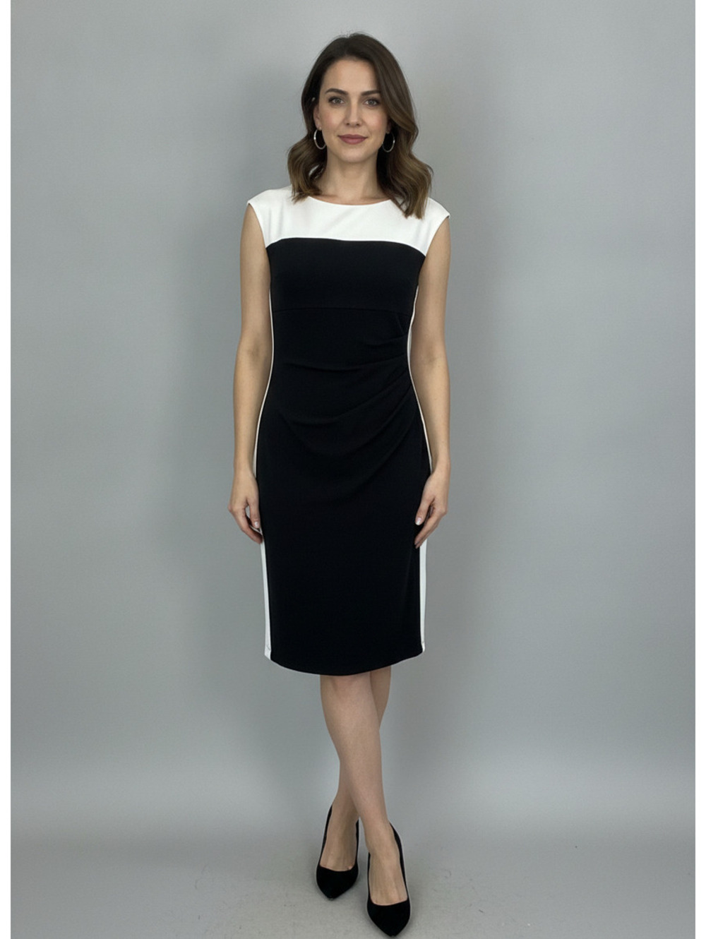 Lauren Ralph Lauren Colorblock Ruched Sheath Dress Size 14